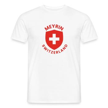 Meyrin Schweiz Shield - Men's T-Shirt - white - Front - AI Model Male 178 dark (178cm)