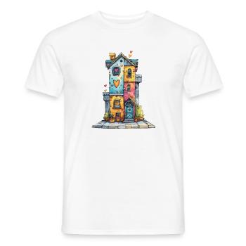 Heart House in Watercolors - Men's T-Shirt - white - Front - AI Model Male 178 dark (178cm)