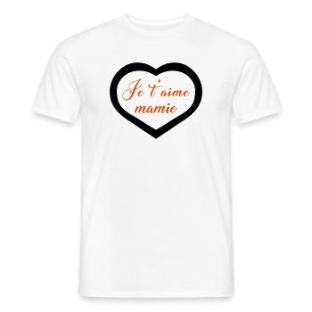 Cœur je t'aime mamie - T-shirt homme - blanc - Devant - AI Model Male 178 dark (178cm)