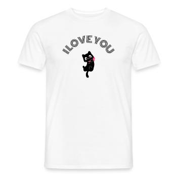 Adorable Chat Noir Rétracte Nœud Rose Rose Valentine - T-shirt homme - blanc - Devant - AI Model Male 178 dark (178cm)