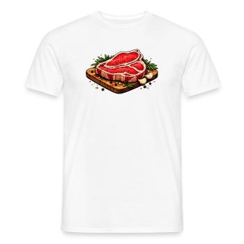Juicy steak illustration - Men's T-Shirt - white - Front - AI Model Male 178 dark (178cm)