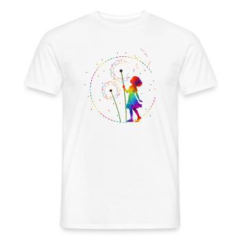 Regenbogen Mädchen mit Pusteblume - Männer T-Shirt - Weiß - Vorne - AI Model Male 178 dark (178cm)