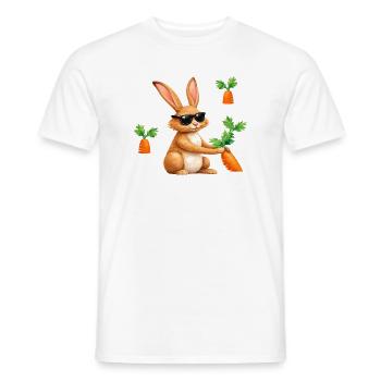 Bunny with sunglasses and carrot - Men's T-Shirt - white - Front - AI Model Male 178 dark (178cm)