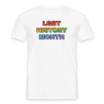 LGBT History Month Gradient Rainbow Text - Men's T-Shirt - white - Front - AI Model Male 178 dark (178cm)