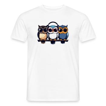 Trio des Trois Chouettes Cool avec lunettes de soleil casque - T-shirt homme - blanc - Devant - AI Model Male 178 dark (178cm)