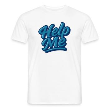 Help Me Blue Script Logo - Men's T-Shirt - white - Front - AI Model Male 178 dark (178cm)