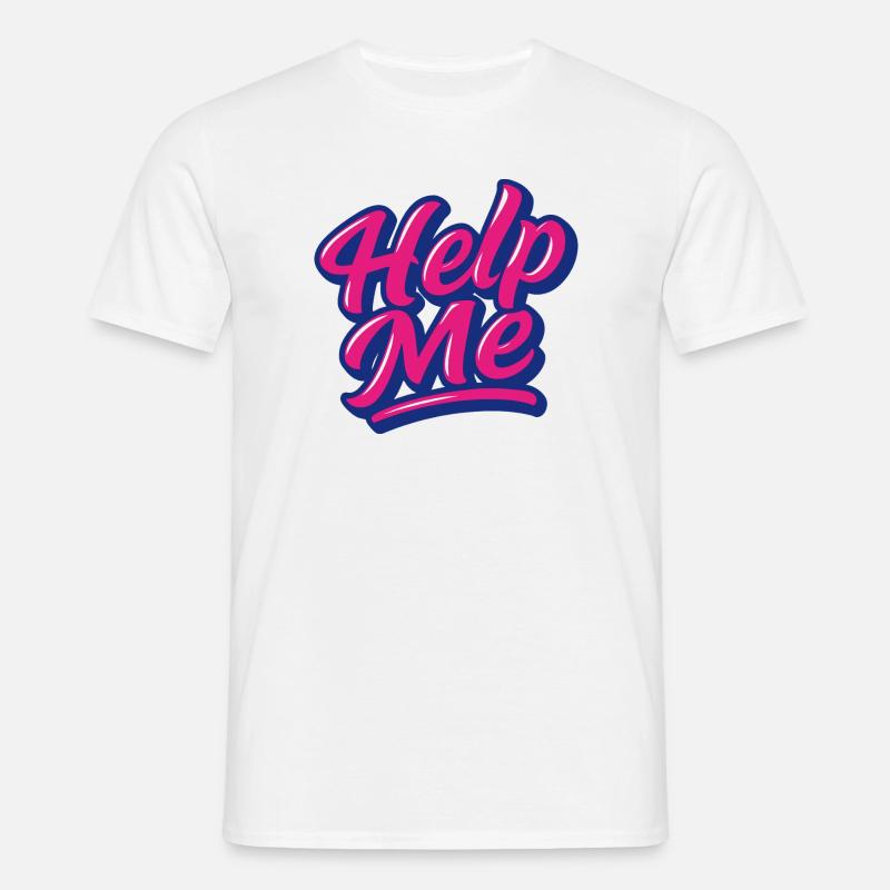Help Me Neon Script - Men's T-Shirt - white