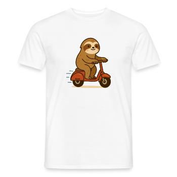Sloth on scooter - Men's T-Shirt - white - Front - AI Model Male 178 dark (178cm)