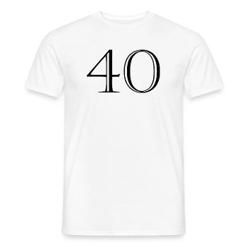 40. 40 YEARS. 40th ANNIVERSARY. 40 YEARS ANNIVERSARY. - Men's T-Shirt - white - Front - AI Model Male 178 dark (178cm)