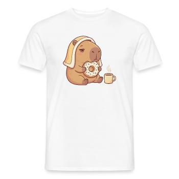Capybara mit Donut und Kaffee gemütliches Motiv - Männer T-Shirt - Weiß - Vorne - AI Model Male 178 dark (178cm)