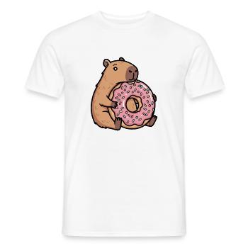 Capybara mit Donut süßes Relax Tiermotiv - Männer T-Shirt - Weiß - Vorne - AI Model Male 178 dark (178cm)