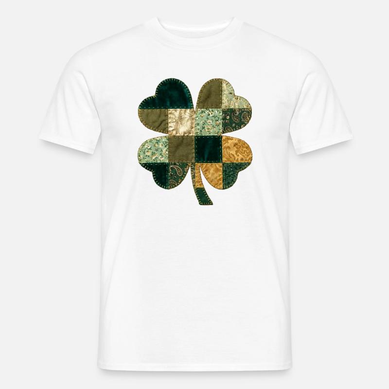 Patchwork Kleeblatt Quilt Stil - Männer T-Shirt - Weiß