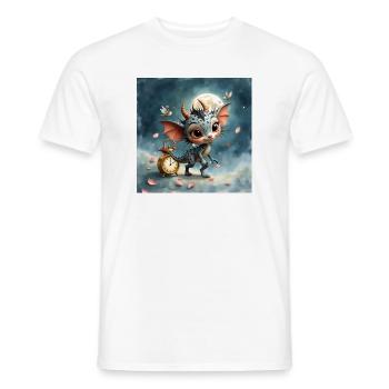 Night Baby Dragon with Clock - Men's T-Shirt - white - Front - AI Model Male 178 dark (178cm)