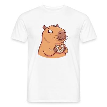 Capybara with donut funny cute animal motif - Men's T-Shirt - white - Front - AI Model Male 178 dark (178cm)