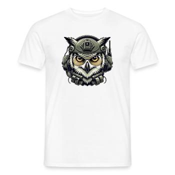 Hibou tactique avec casque - T-shirt homme - blanc - Devant - AI Model Male 178 dark (178cm)