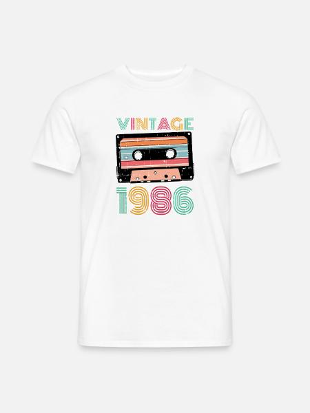 Vintage 1986 Kassette Retro Stil - Männer T-Shirt - Weiß