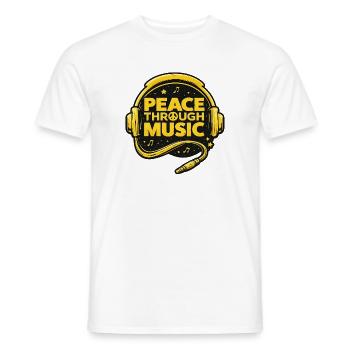 Logo de la paix à travers la musique avec des écouteurs - T-shirt homme - blanc - Devant - AI Model Male 178 dark (178cm)