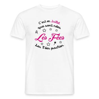 Juli-Geburtstag – Die Feen machen keinen Scheiß! - Männer T-Shirt - Weiß - Vorne - AI Model Male 178 dark (178cm)