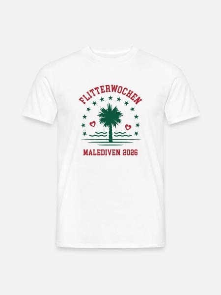 Flitterwochen Malediven 2026 Hochzeitsreise Heirat - Männer T-Shirt - Weiß