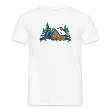 Winterwaldhütte - Männer T-Shirt - Weiß - Vorne - AI Model Male 178 dark (178cm)