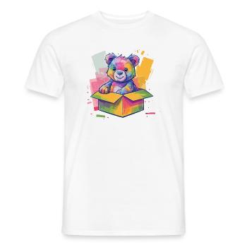 Ours arc-en-ciel dans une boîte - T-shirt homme - blanc - Devant - AI Model Male 178 dark (178cm)