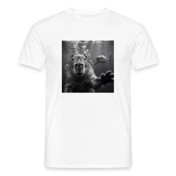 Capybara Selfie Underwater with Shark - Men's T-Shirt - white - Front - AI Model Male 178 dark (178cm)