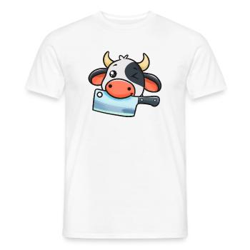Chef vache avec couperet - T-shirt homme - blanc - Devant - AI Model Male 178 dark (178cm)