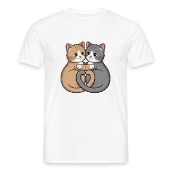 Katze Paar Herz - Männer T-Shirt - Weiß - Vorne - AI Model Male 178 dark (178cm)