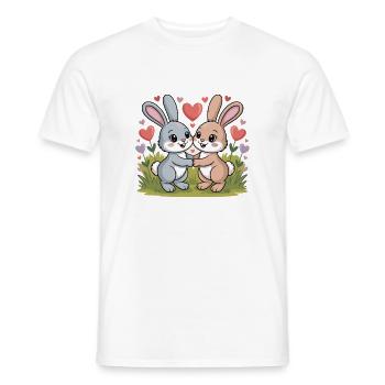 Couple de lapins Amour Pâques En amour - T-shirt homme - blanc - Devant - AI Model Male 178 dark (178cm)