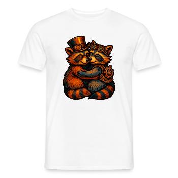 Steampunk Waschbären Kuscheln - Männer T-Shirt - Weiß - Vorne - AI Model Male 178 dark (178cm)