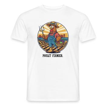 Poulet Fermier au Potager Soleil - T-shirt homme - blanc - Devant - AI Model Male 178 dark (178cm)