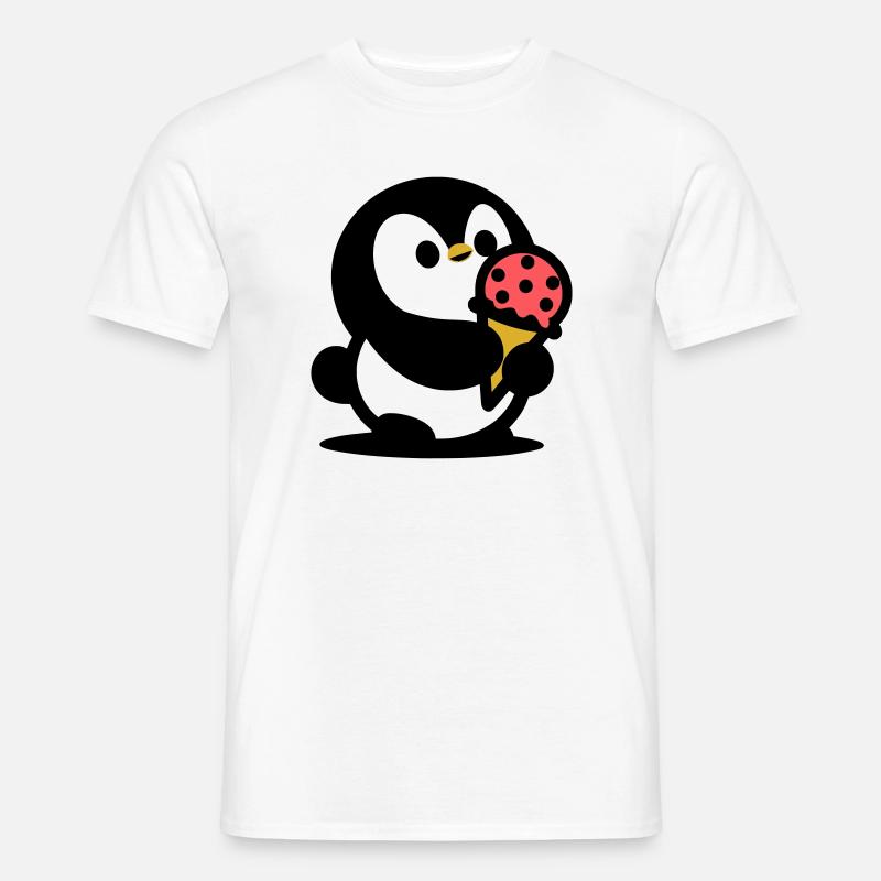 Kleiner Pinguin mit Eis - Männer T-Shirt - Weiß