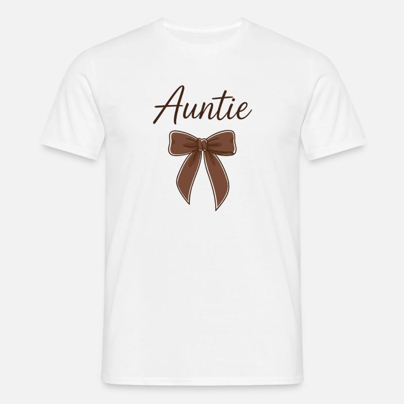 Auntie Bow - Brun Script Bow - T-shirt herr - vit