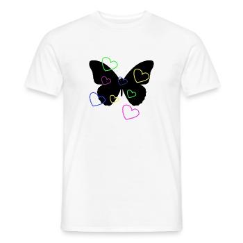 Mehrfarbige Neonherzen auf Schmetterling - Männer T-Shirt - Weiß - Vorne - AI Model Male 178 dark (178cm)