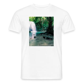 Green Waterfall in the Forest - Men's T-Shirt - white - Front - AI Model Male 178 dark (178cm)