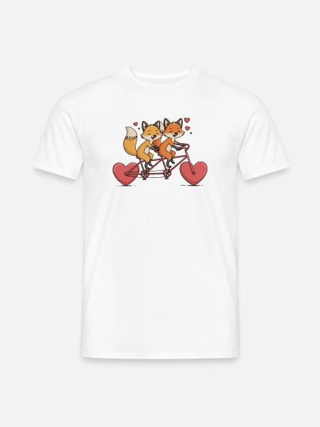 Foxen-Tandem mit Herzliebe fuchs paar - Männer T-Shirt - Weiß