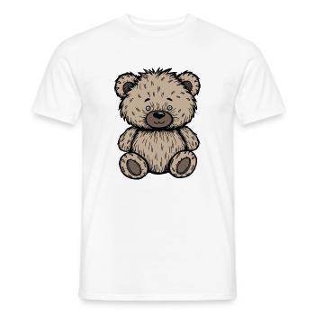 Cute Scruffy Beige Teddy Bear  - Men's T-Shirt - white - Front - AI Model Male 178 dark (178cm)