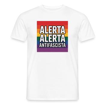 Alerta Alerta Antifascista - Antifa Tee - T-shirt homme - blanc - Devant - AI Model Male 178 dark (178cm)