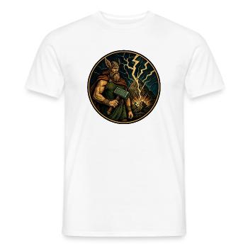 Thor mit Hammer - Männer T-Shirt - Weiß - Vorne - AI Model Male 178 dark (178cm)
