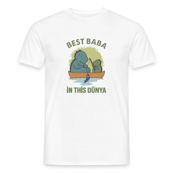Best Baba in this Dünya – Sweet Dino Fishing - Men's T-Shirt - white - Front - AI Model Male 178 dark (178cm)