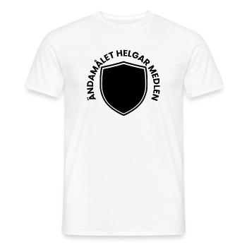 Schildemblem in Schwarz – minimalistisch - Männer T-Shirt - Weiß - Vorne - AI Model Male 178 dark (178cm)