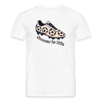 Soccer – Soccer is Life Design - Men's T-Shirt - white - Front - AI Model Male 178 dark (178cm)