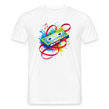 Cassette musicale colorée – graffiti rétro - T-shirt homme - blanc - Devant - AI Model Male 178 dark (178cm)