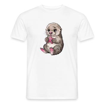 Bébé loutre de mer mignonne avec une étoile de mer rose pour - T-shirt homme - blanc - Devant - AI Model Male 178 dark (178cm)