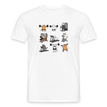 Leg Day with Cat Cat - Men's T-Shirt - white - Front - AI Model Male 178 dark (178cm)