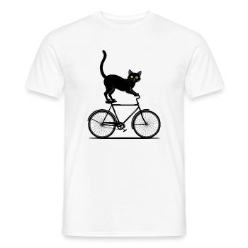 Black Cat Rides Bike - Cool Retro Design - Men's T-Shirt - white - Front - AI Model Male 178 dark (178cm)