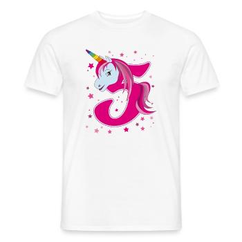 Licorne, 5 ans, 5e anniversaire, enfant - T-shirt homme - blanc - Devant - AI Model Male 178 dark (178cm)