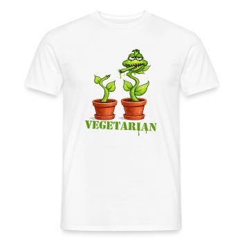 Vegetarian Carnivorous Plant Cartoon - Men's T-Shirt - white - Front - AI Model Male 178 dark (178cm)