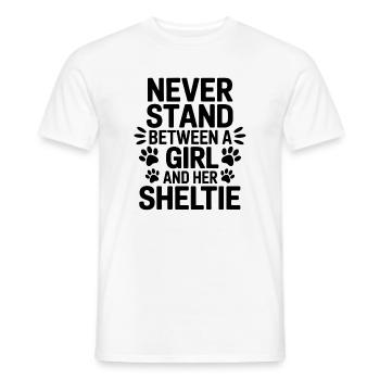 Expressions du chien de berger des Shetland, drôle de cadeau Sheltie - T-shirt homme - blanc - Devant - AI Model Male 178 dark (178cm)