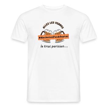 Allez_les_verres_hashtag_adoption_animale - T-shirt homme - blanc - Devant - AI Model Male 178 dark (178cm)